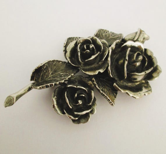Botticelli Vintage Signed Rose Brooch View 5
