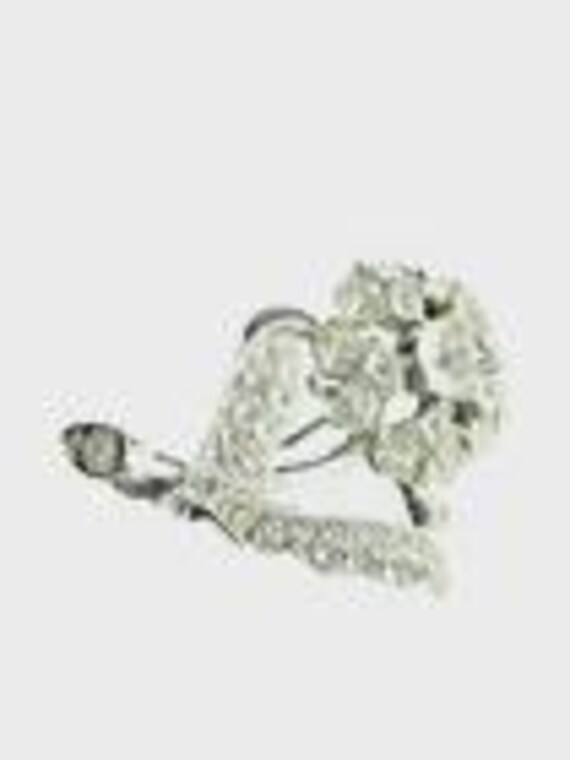 Bogoff Signed Clear Rhinestone Flower Brooch - image 2