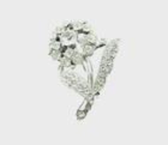 Bogoff Signed Clear Rhinestone Flower Brooch - image 1