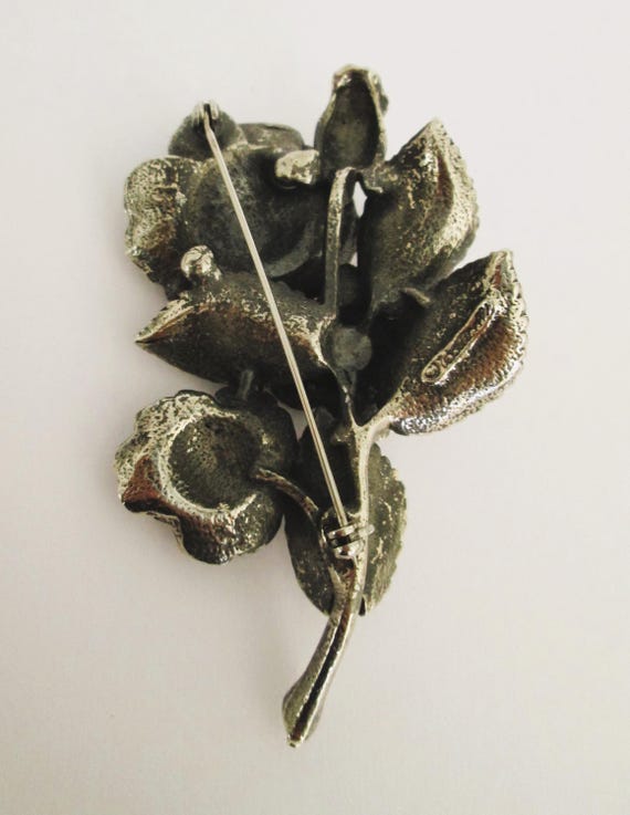 Botticelli Vintage Signed Rose Brooch View 6