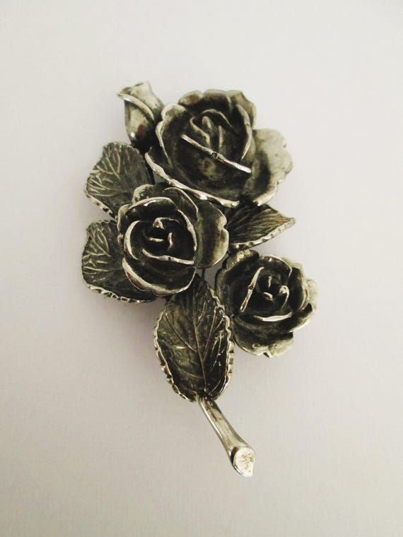 Botticelli Vintage Signed Rose Brooch