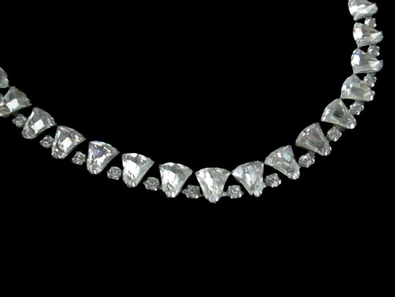 Kramer of New York Signed Triangle Rhinestone Nec… - image 2