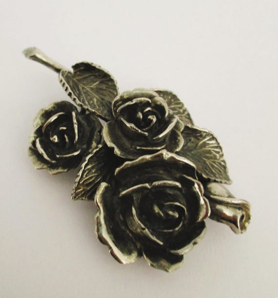 Botticelli Vintage Signed Rose Brooch View 4