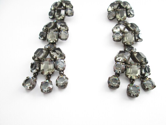 Charcoal Gray Statement Dangle Earrings - image 3