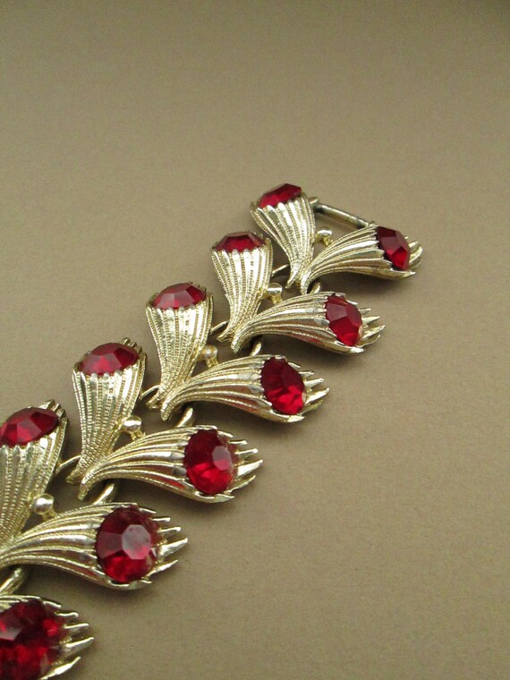Cornucopia Unsigned Vintage Link Rhinestone Brace… - image 3