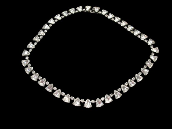 Kramer of New York Signed Triangle Rhinestone Nec… - image 1