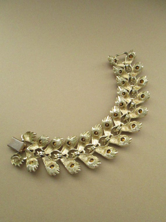 Cornucopia Unsigned Vintage Link Rhinestone Brace… - image 5