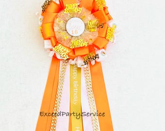 Birthday Corsage Happy Birthday Party Sugar Cubes  Candy Corsage Orange Sweet 16 Birthday Party Wrist Corsage