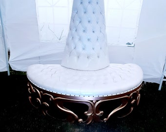 White and Gold Double Ottoman Style Sofa Bench Throne Chair LOCAL RENTAL Nassau County New York ONLY