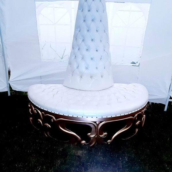 White and Gold Double Ottoman Style Sofa Bench Throne Chair LOCAL RENTAL Nassau County New York ONLY