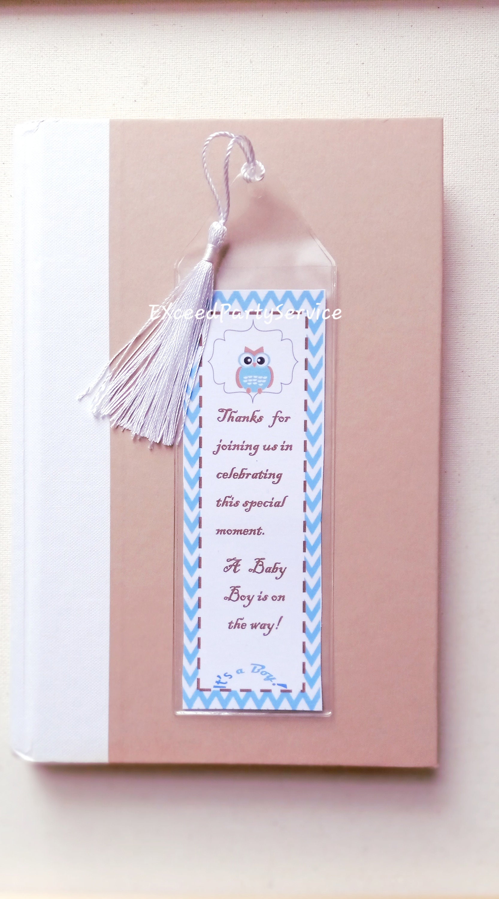 Blue Owl Baby Shower Party Guest Bookmark Party Favors Baby Shower Party Keepsake Woodland Owl baby Shower Party favor
