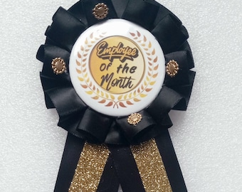 Employee of The Month Badge Retirement Badge Birthday Button Pin Retirement Accessory Personalize Award Corporate Award Ribbon