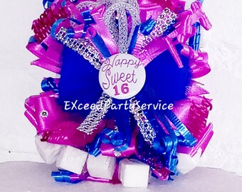 Sweet 16 Birthday Corsage Happy Birthday Party Sugar Cubes Corsage Birthday Party  Shoulder  Pin on Corsage  Hot pink RoyalBlue
