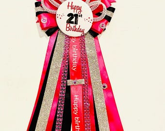 Birthday Girl Birthday Corsage Happy Birthday Party Corsage 21st 60th Birthday Party Pin Customizable Birthday Pin