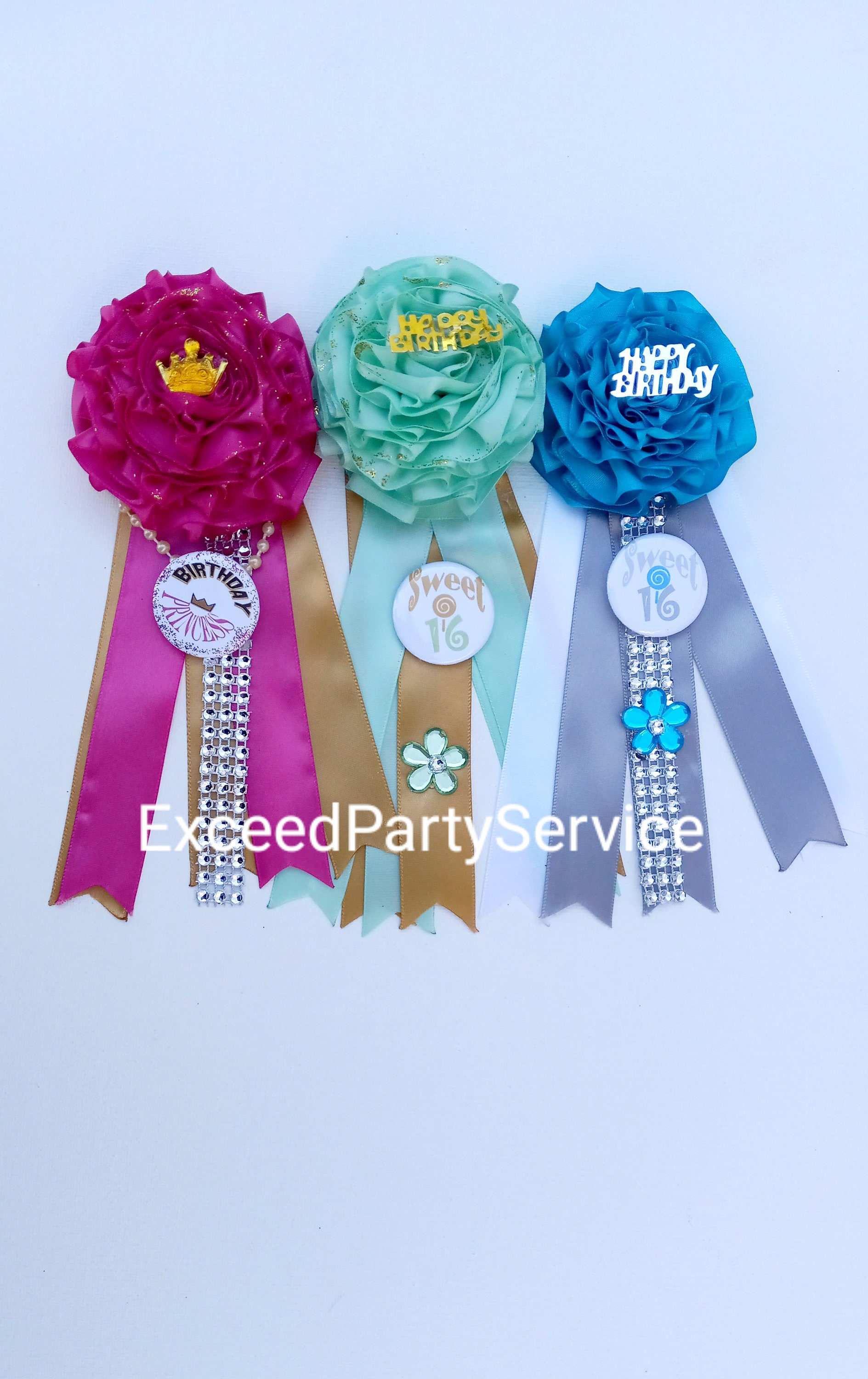 Birthday Party Ribbon Corsage Sweet 16 Sixteen, Birthday Princess - Etsy