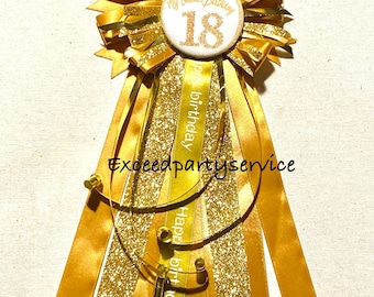 Golden Birthday Badge  Birthday Anniversary Button Pin Birthday Accessory Customizable/Personalize Number Birthday Button Pin Gold