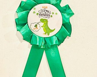 Dinosaur Birthday Badge Pin Birthday Badge Custom Birthday Pins  Dinosaur Birthday  Award Ribbon Handmade Personalize Badge