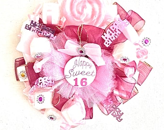 Sweet 16Birthday Corsage Happy BirthdayParty Sugar Cubes Candy Corsage Customizable BirthdayParty Wrist Corsage Birthday Gift Burgundy& Pink