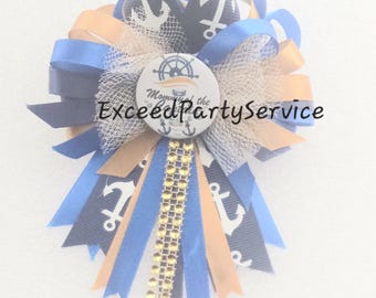 Nautical Baby Shower Pin Personalize Baby Shower Party   Little Captain Baby Shower Decoration Baby Shower Keepsake Pin