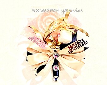 Candy  Boutonniere  with Sugar Cubes Birthday  Boutonniere Birthday Sugar Cubes  Candy Boutonniere Navy, Pink and Rose Gold