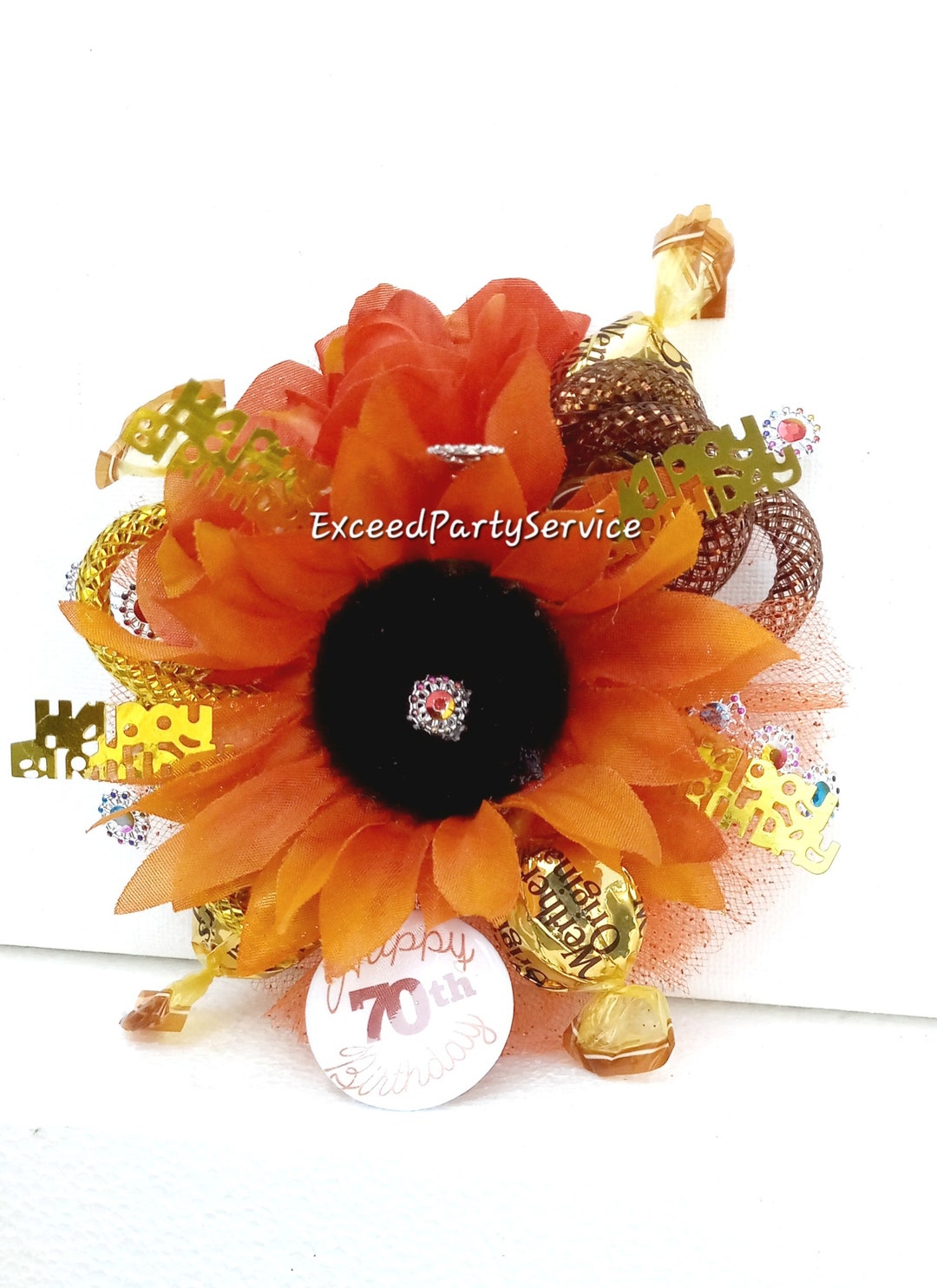 Orange Happy Birthday Party Floral Candy Corsage Birthday Party Wrist ...
