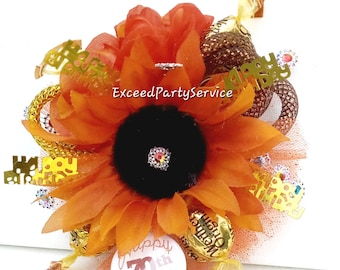 Orange Happy Birthday Party Floral Candy Corsage Birthday Party Wrist Corsage Sweet 16  Fall Corsage