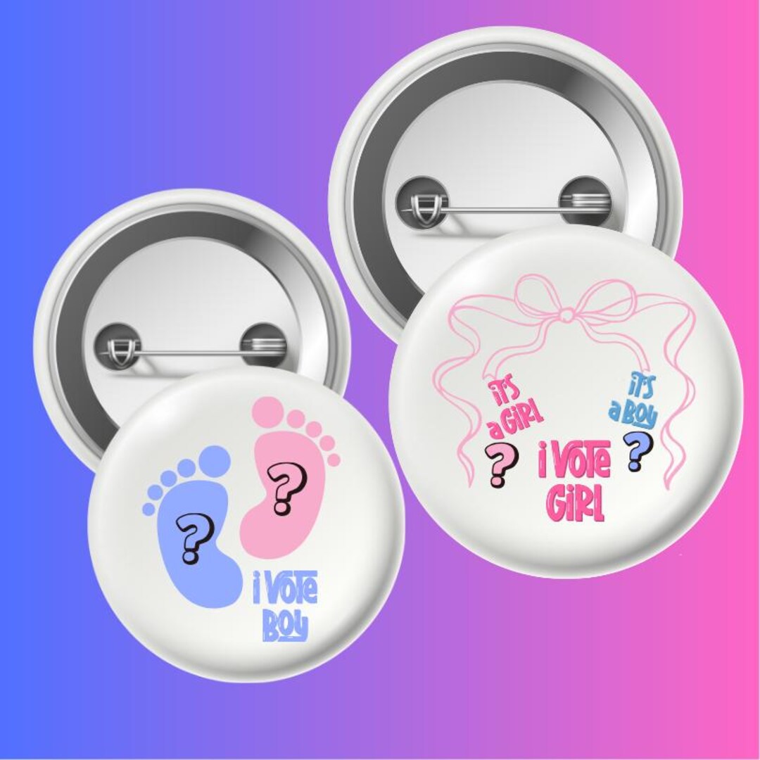 Gender Reveal Baby Shower Pin Baby Shower Decoration Keepsake/ Badge ...