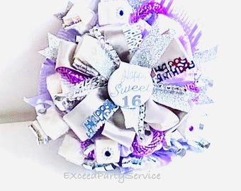 Sweet 16 Birthday Corsage Happy Birthday Party Sugar Cubes Corsage Birthday Party Wrist Corsage Lilac and Gray