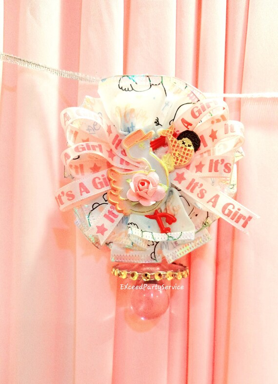 Pink Baby Shower Party Gender Reveal Grandma Guest Stork Baby - Main Image