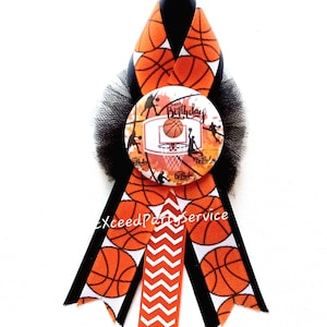 Basketball Birthday Party Badge Corsage Basket ball Birthday Pin Custom Birthday Pins Sports Theme Birthday Party Pin Badge
