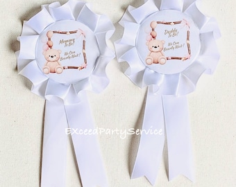 Teddy Bear Baby Shower Party Ribbon Pin corsage  Custom Baby Shower Corsage Mom&Dad Baby shower pins Capia Grandma Baby Shower Pin