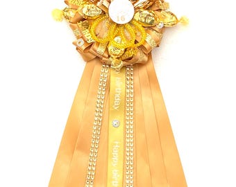 Birthday  Pin GirlBirthday Corsage Sweet16 Birthday 11th BirthdayParty Pin Customizable Personalized Birthday Pin 17th Golden Birthday Badge