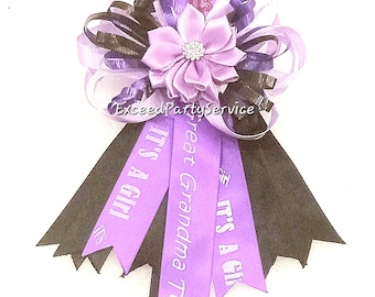 Purple and Black Great Grandma Baby Shower Pin Party Pin Baby Shower Decoration Shower Keepsake Badge Pin