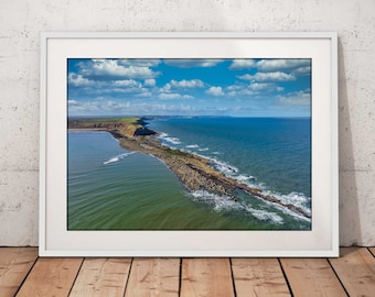 Filey Brigg Aerial Photographic Print | Fine Arts Landscape Print