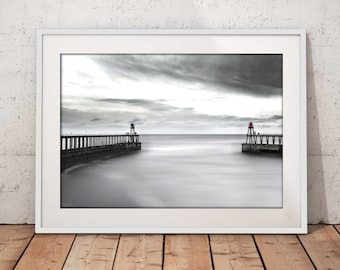 Whitby Harbour Black & White Fine Arts Print | Photographic Print