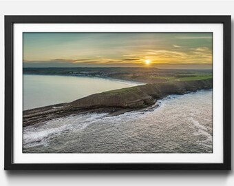 Filey Brigg Sunset Aerial Photography | Photographic Print