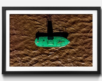 River Humber Boat | Photographic Print | Aerial Photography | Fine Arts Print