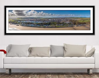 Filey Town & Seafront Ponorama | Photographic Print | Mounted Print