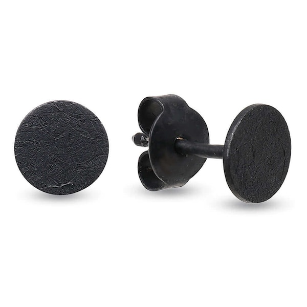 Black earrings silver 925, 4/6/8 mm, real handmade stud earrings round ice matt