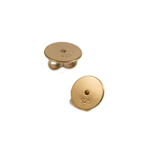 XL ear nut 8 mm gold-plated silver 925/- for heavy stud earrings or larger ear holes