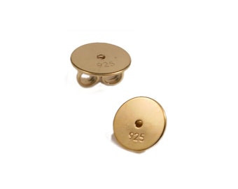 XL ear nut 8 mm gold-plated silver 925/- for heavy stud earrings or larger ear holes
