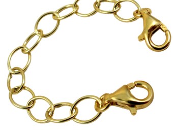 Chain extension silver gold-plated, length 7.5 cm with 2 carabiners, safety chain