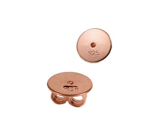 XL ear nut 8 mm rose gold plated silver 925/- for heavy stud earrings or larger ear holes