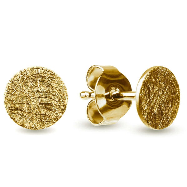 Handmade stud earrings in gold silver 925 - ice matt finish, available in 4/6/8 mm