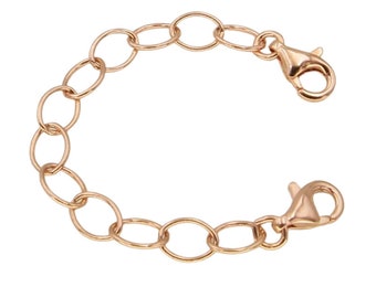 Chain extension silver rose gold plated, length 7.5 cm with 2 carabiners, safety chain