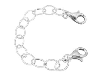 Chain extension silver, length 7.5 cm with 2 carabiners, safety chain