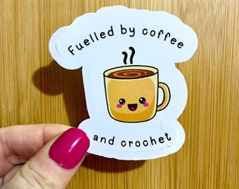 Coffee and Crochet, Crochet Sticker, Laptop Sticker, Funny Sticker, Laptop Decals, Journal Sticker, Crochet Present, Crochet Gift