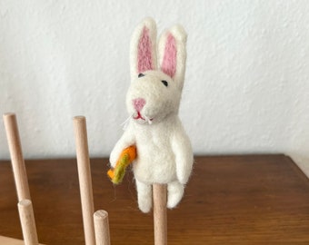 Niedliche Fingerpuppe Hase aus Filz I Fingerspiel I Bauernhoftier I Osterhase I Spielzeug Montessori I Geschichten erzählen