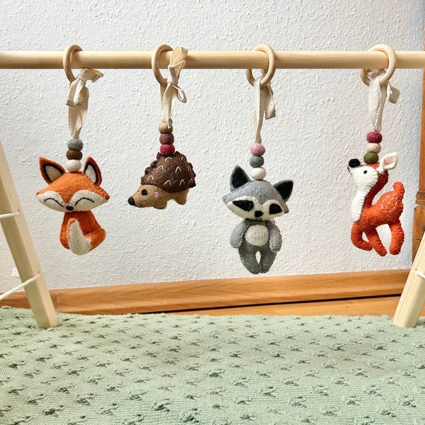 Pendentif d'arc de jeu en feutre Je joue un pendentif d'arc animaux de la forêt I renard raton laveur hérisson cerf je joue un pendentif de trapèze I jouets pour bébé