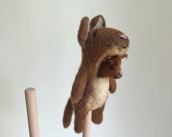 Cute finger puppet kangaroo made of felt I toy Montessori I telling stories I baby kangaroo